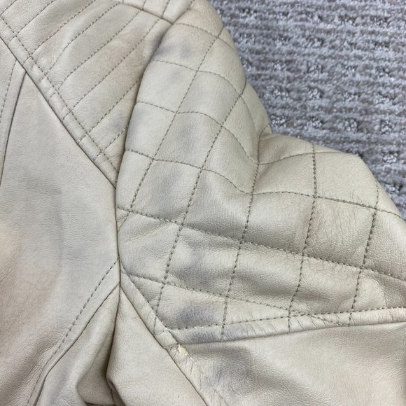 Guess Moto Jacket Women Extra Small XS Tan Full Zip Casual Biker 100% Polyester - Picture 5 of 16